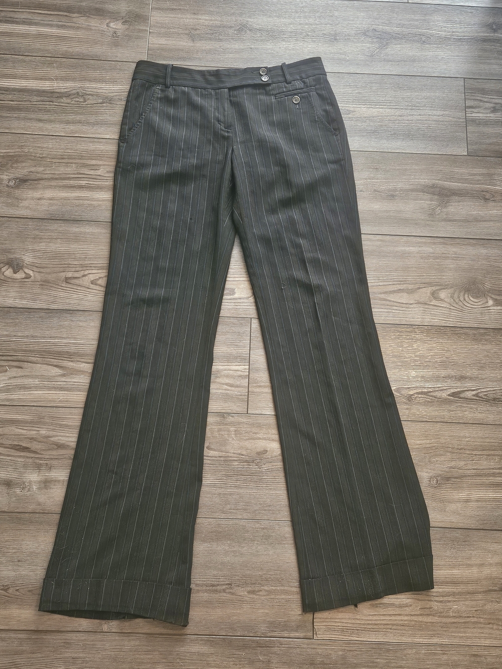 BCBGMaxAzria Dark Gray Pinstripe Straight Leg Pants